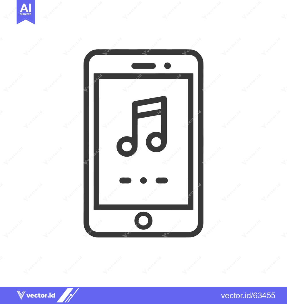 Premium Vector dari Smartphone Music App Icon: Minimalist Design with Musical Note Display