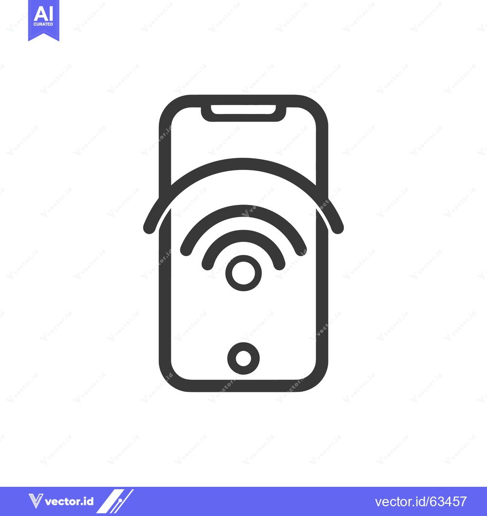Premium Vector of Smartphone with Wireless Signal Icon, Minimalist Black and White Desig