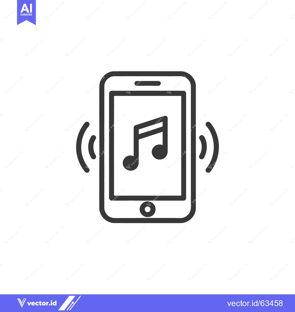 Premium Vector dari Ringing Smartphone with Music Note Icon, Minimalist Line Art