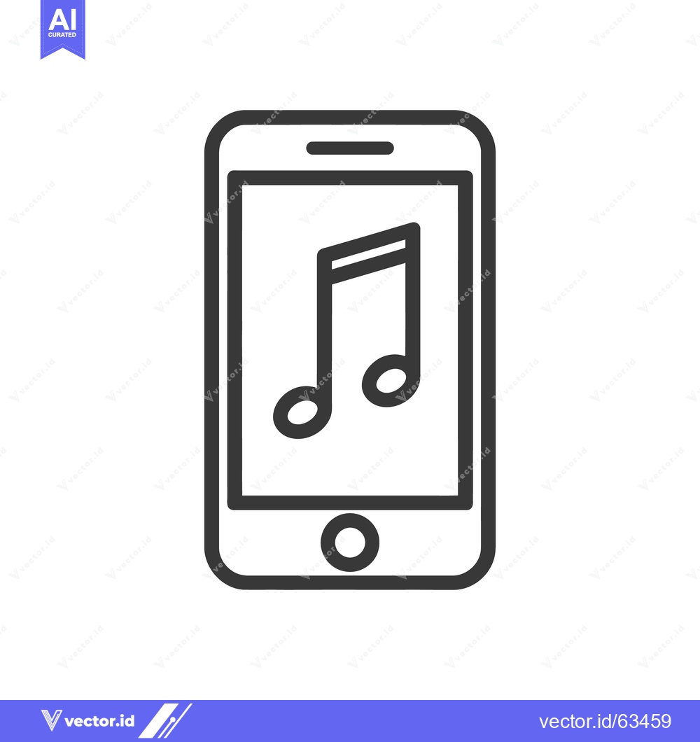 Premium Vector of Minimalist Smartphone Icon with Music Note Symbol on Screen