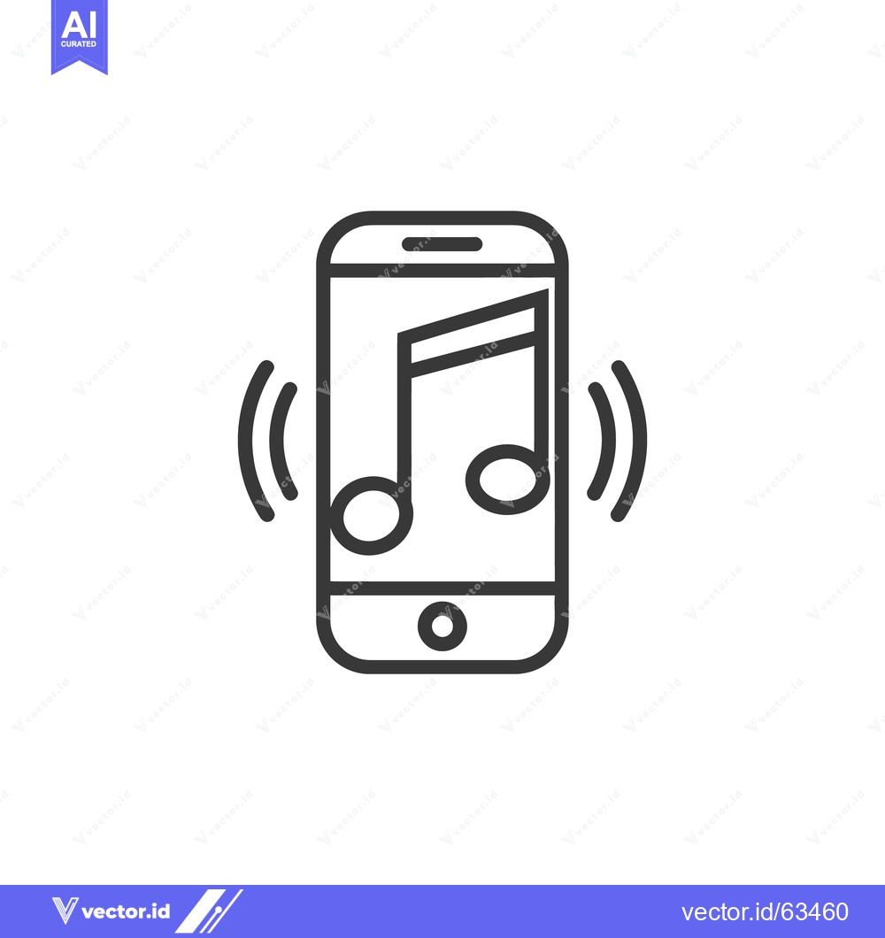 Premium Vector of Ringing Smartphone with Music Note Icon, Minimalist Line Art
