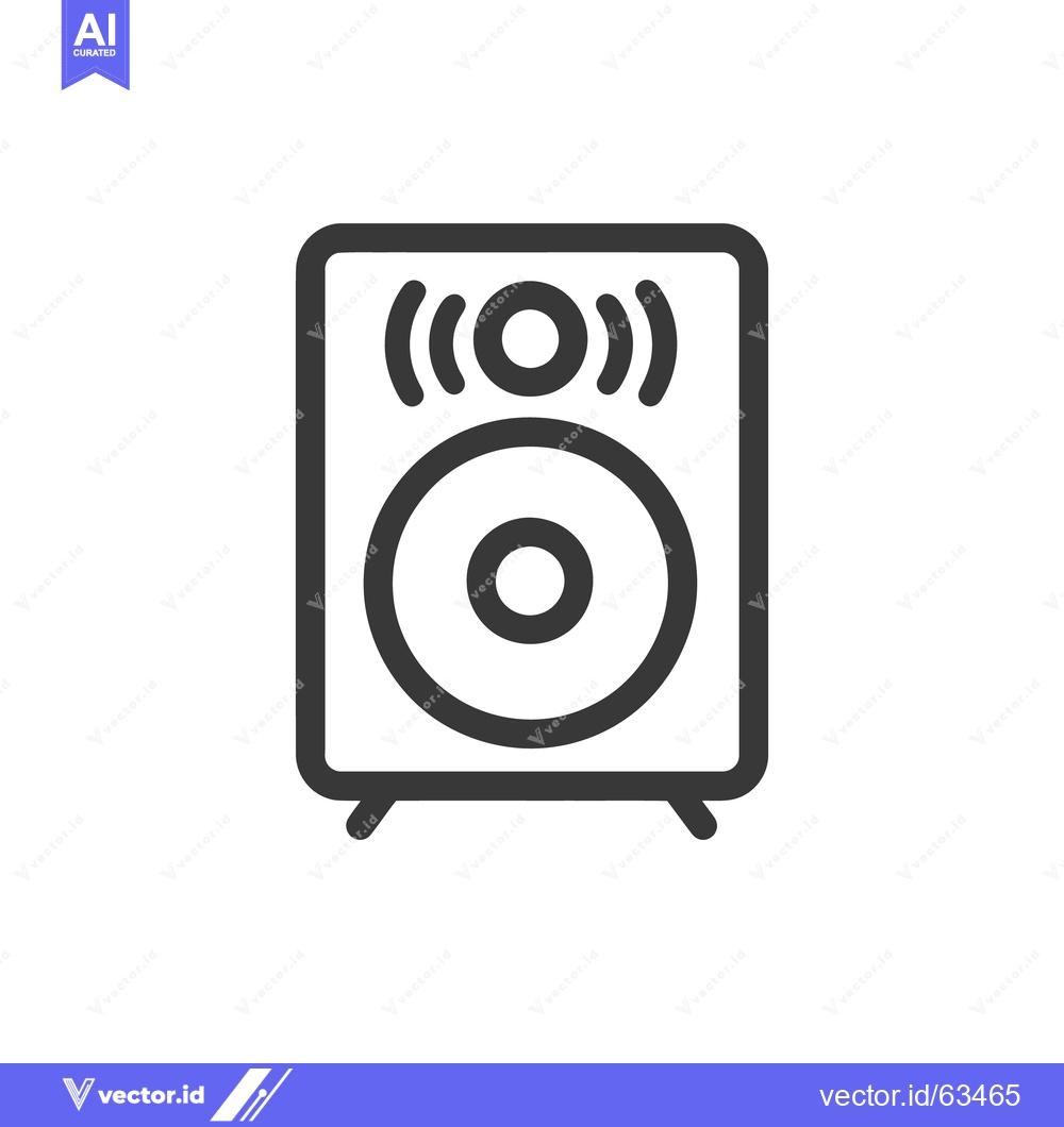 Premium Vector of Speaker Icon with Sound Waves, Black Outline on White Background