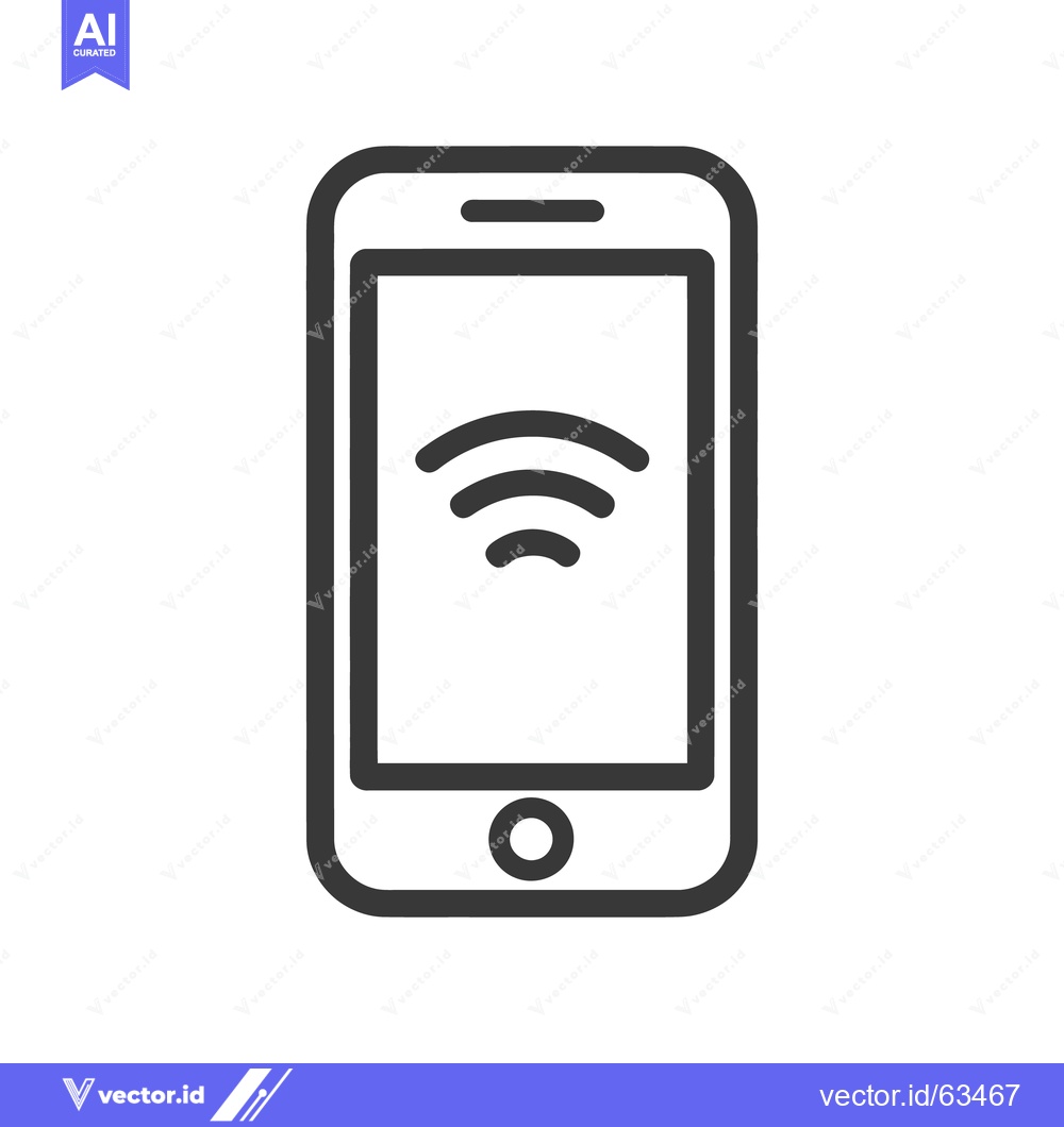 Premium Vector dari Sleek Smartphone Icon with Wireless Connectivity Symbol in Minimalist