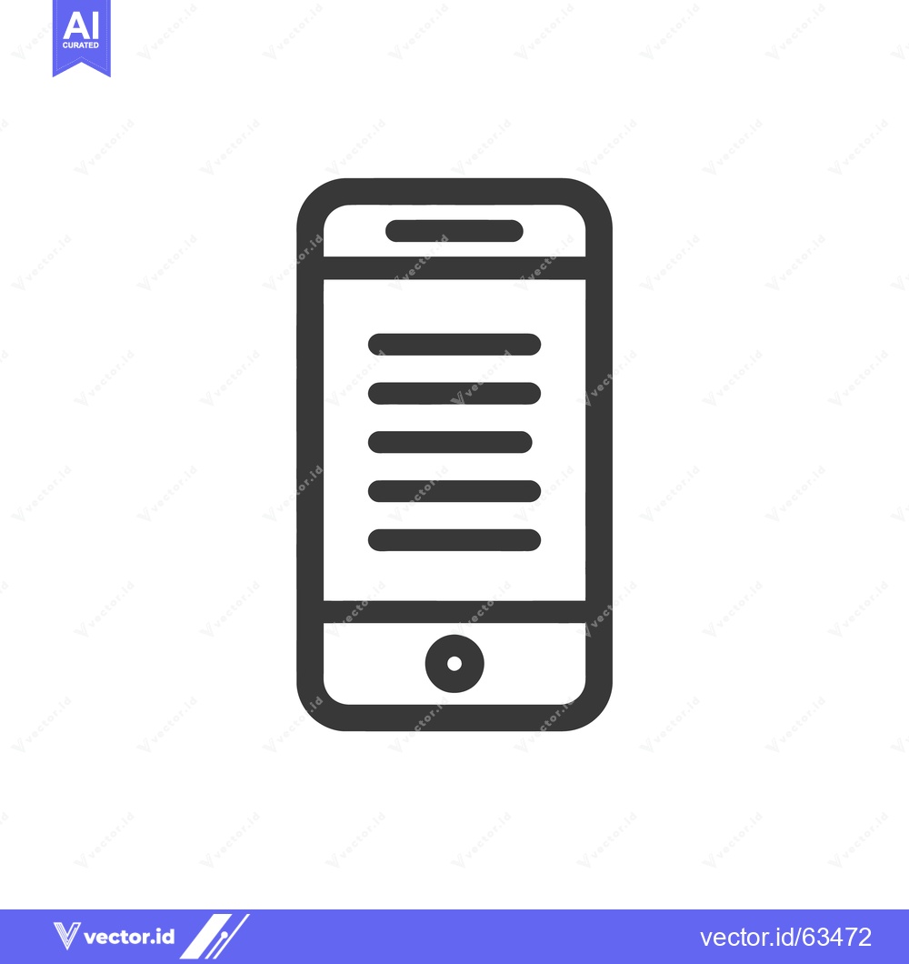 Premium Vector of Minimalist Smartphone Icon with Text Lines, Modern Design, Dark Gray O