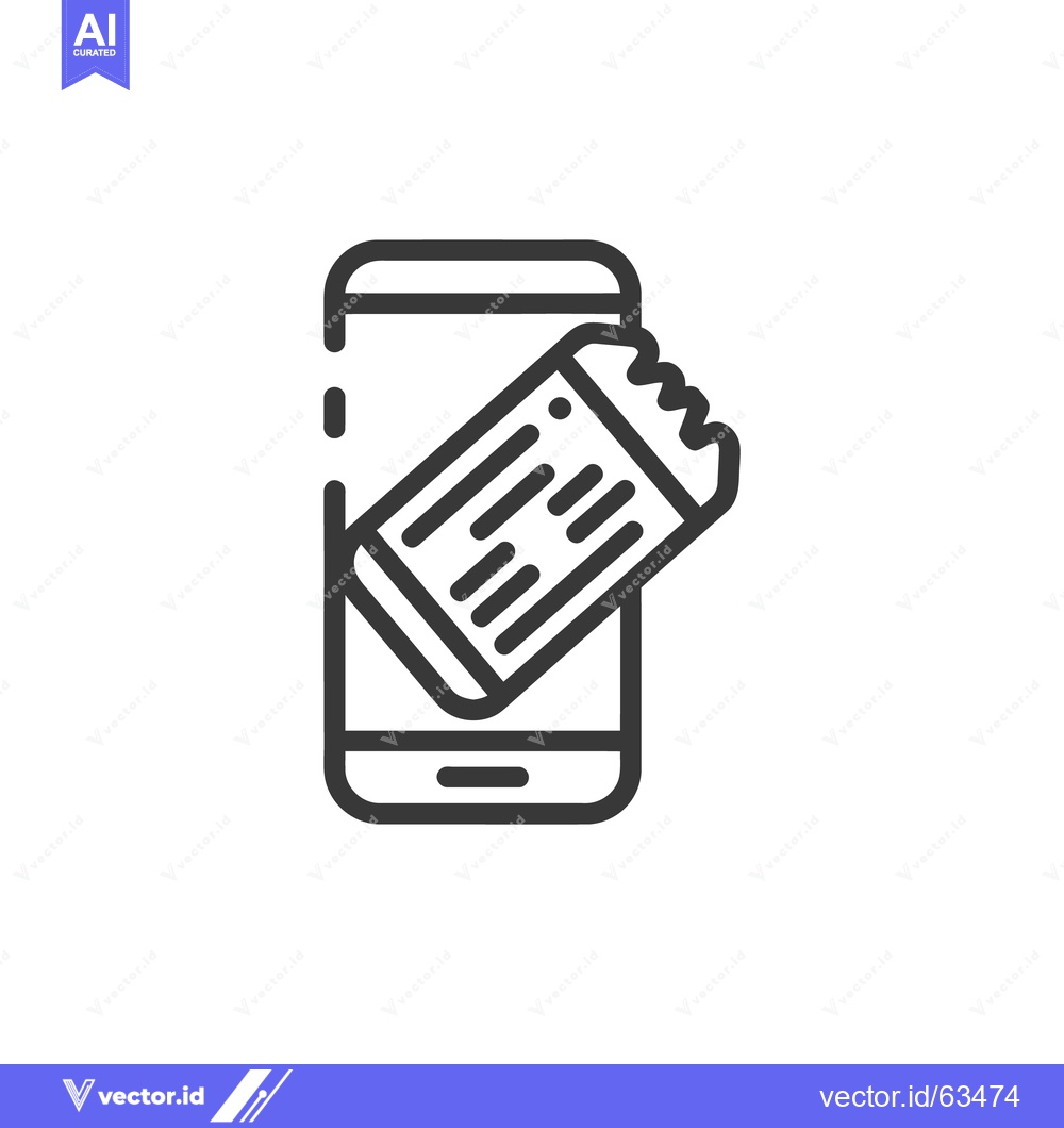 Premium Vector dari Mobile Ticketing: Smartphone with Event Ticket Icon, Modern Line Art