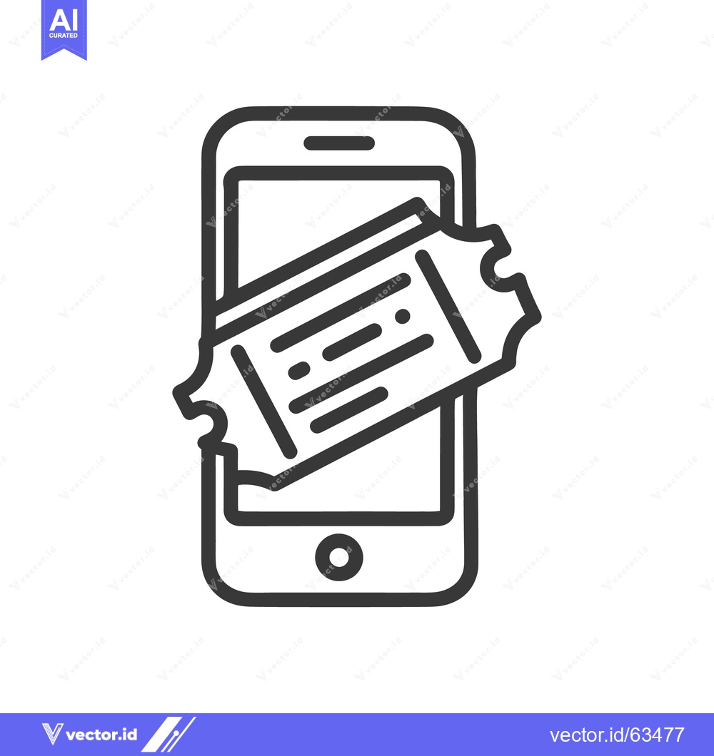 Premium Vector dari Digital Ticket: Smartphone Displaying Event Admission Pass Icon