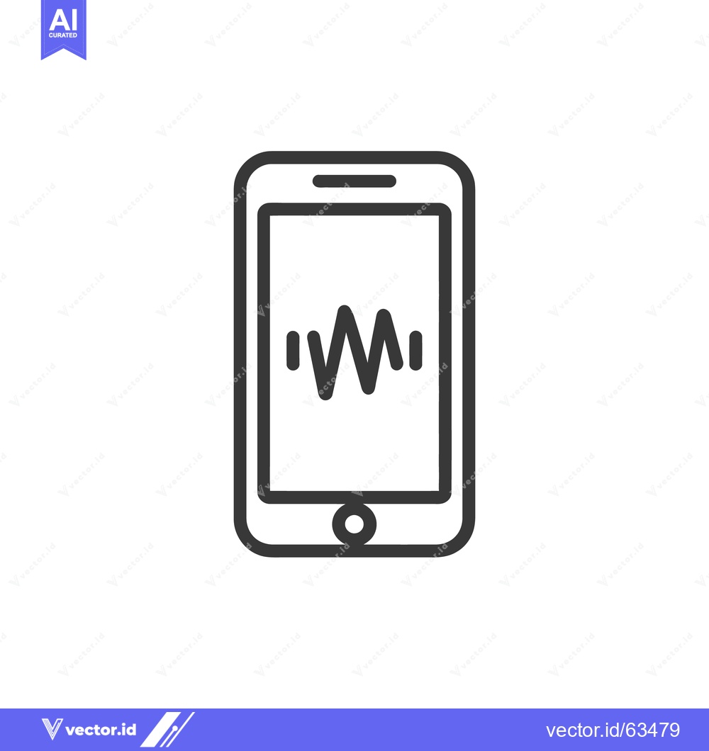 Premium Vector dari Smartphone with Sound Wave Icon, Minimalist Line Art Design