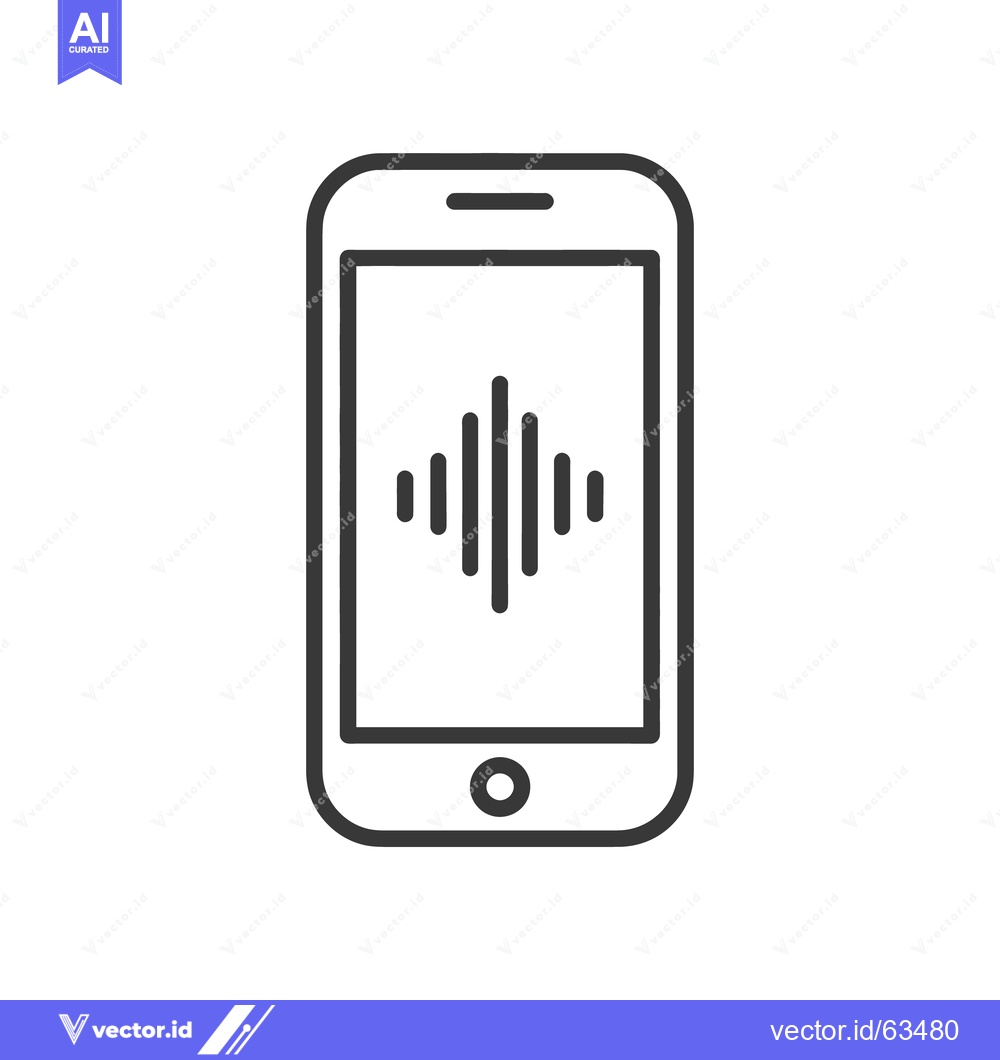 Premium Vector of Smartphone with Sound Wave Icon, Minimalist Black and White Design