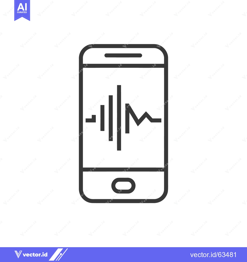 Premium Vector dari Smartphone with Audio Waveform Display, Minimalist Line Art Icon