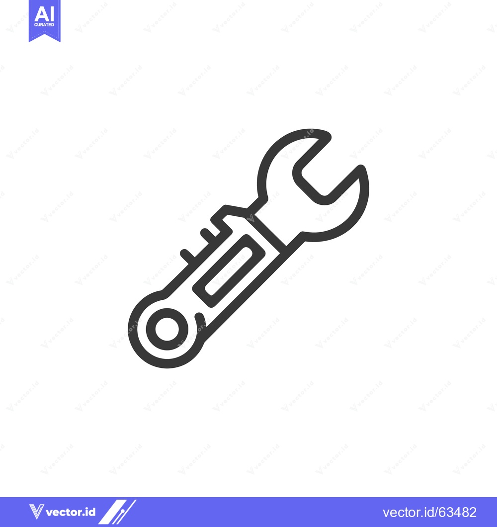 Premium Vector dari Minimalist Wrench Icon: Bold Outline on White Background, Tool Symbol