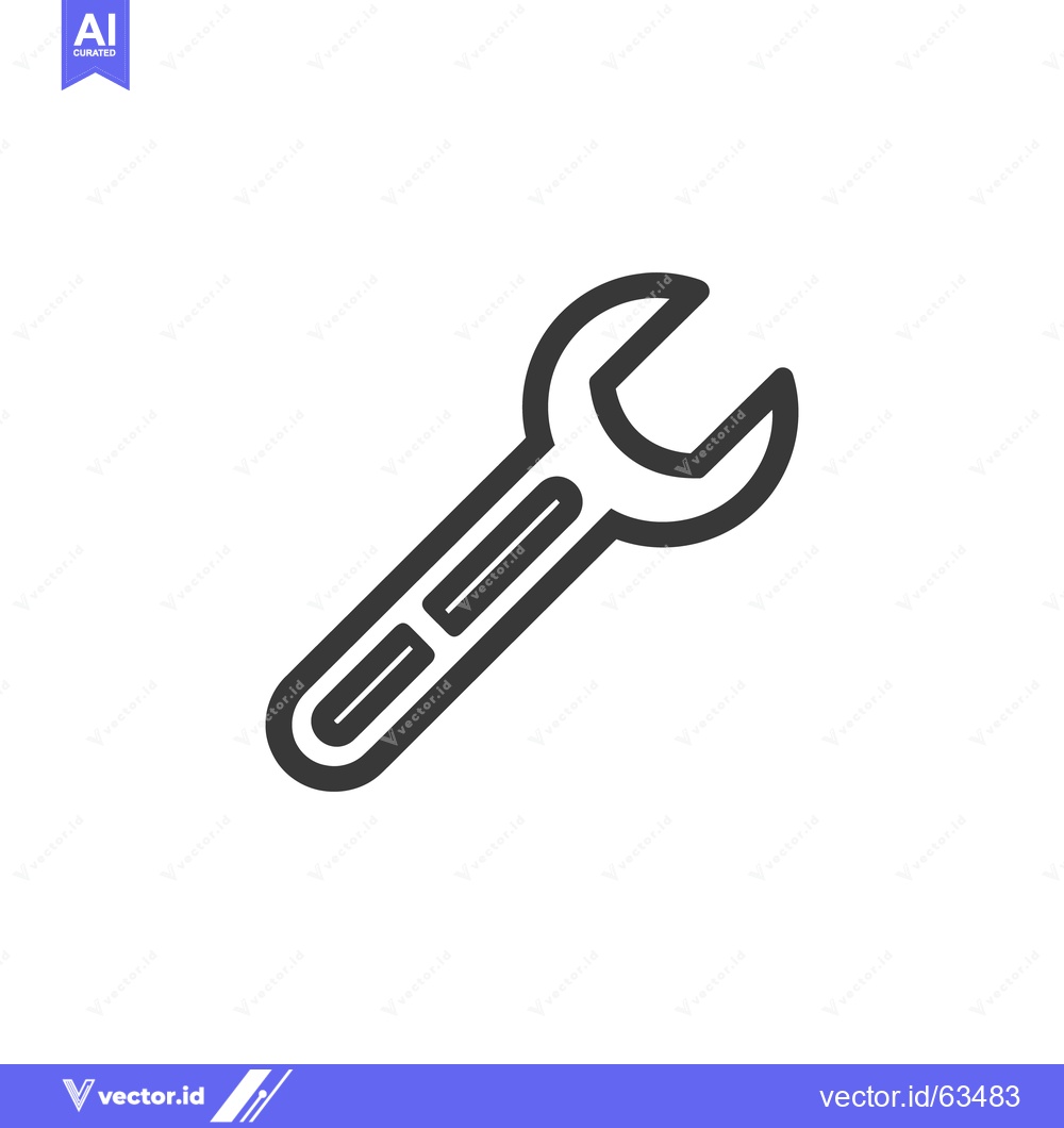 Premium Vector dari Minimalist Wrench Icon: Bold Outline on White Background, Repair Tool