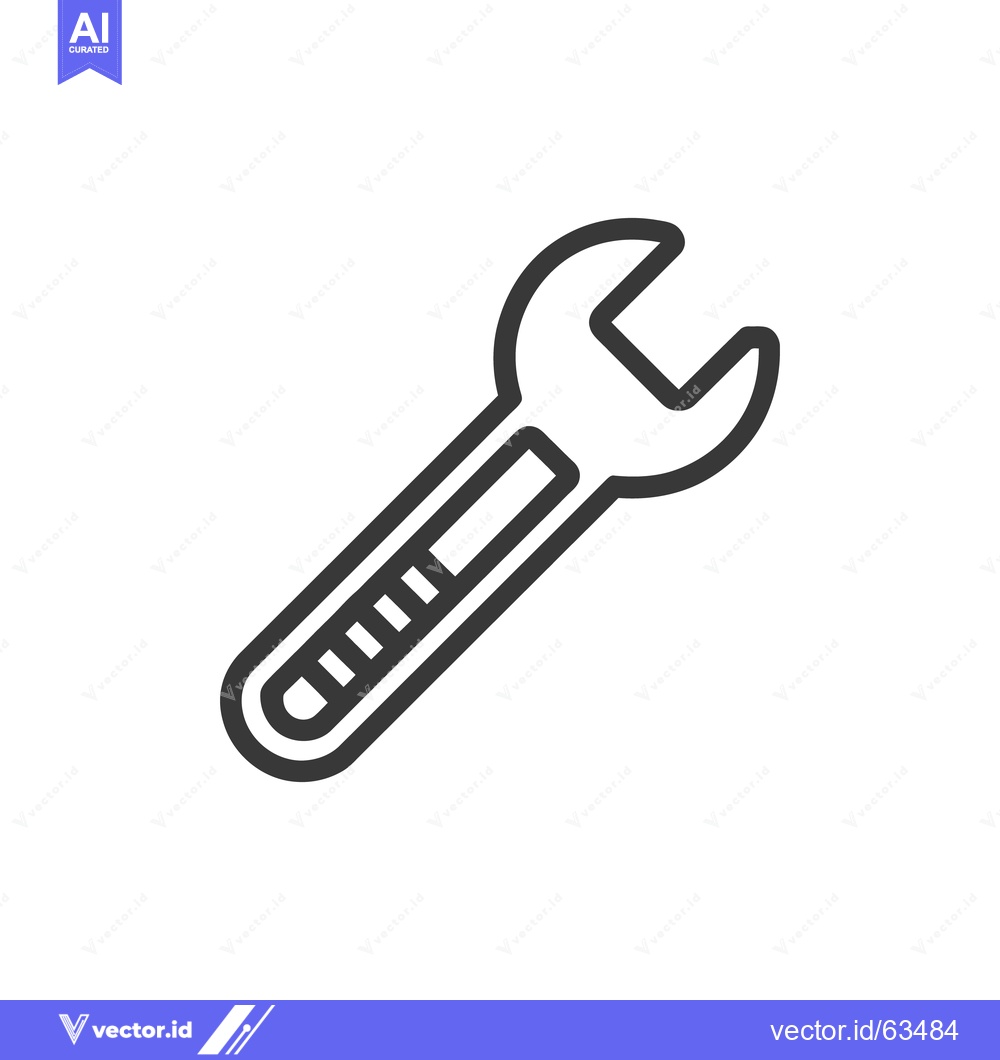 Premium Vector dari Simple Spanner Icon: Bold Outline on Clean White Background, Tool Symb