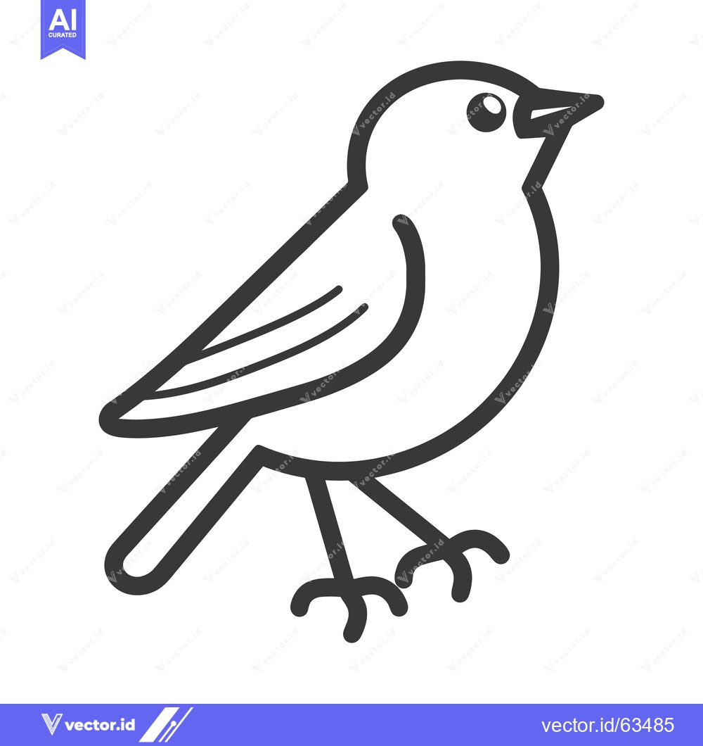 Premium Vector of A simple monochrome illustration depicting a small bird in profile