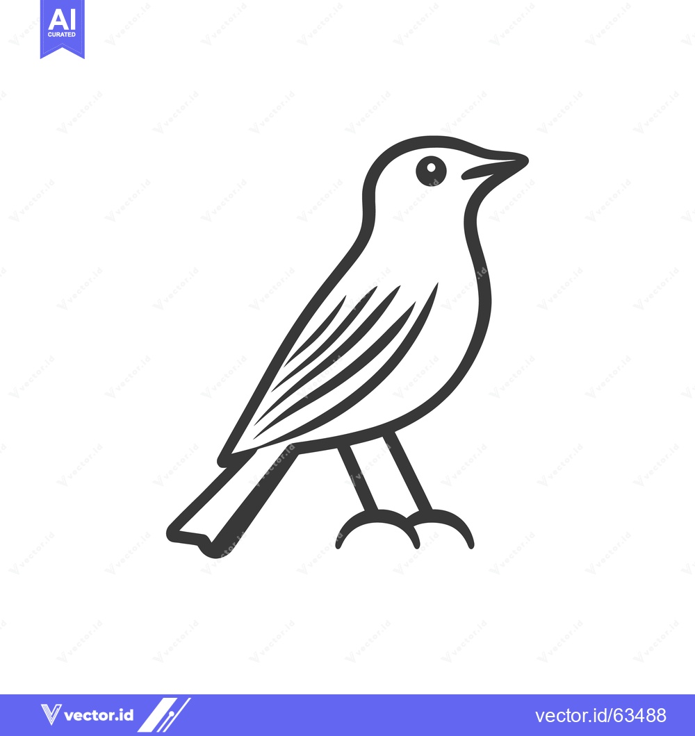 Premium Vector of A minimalistic line art illustration depicting a sitting bird