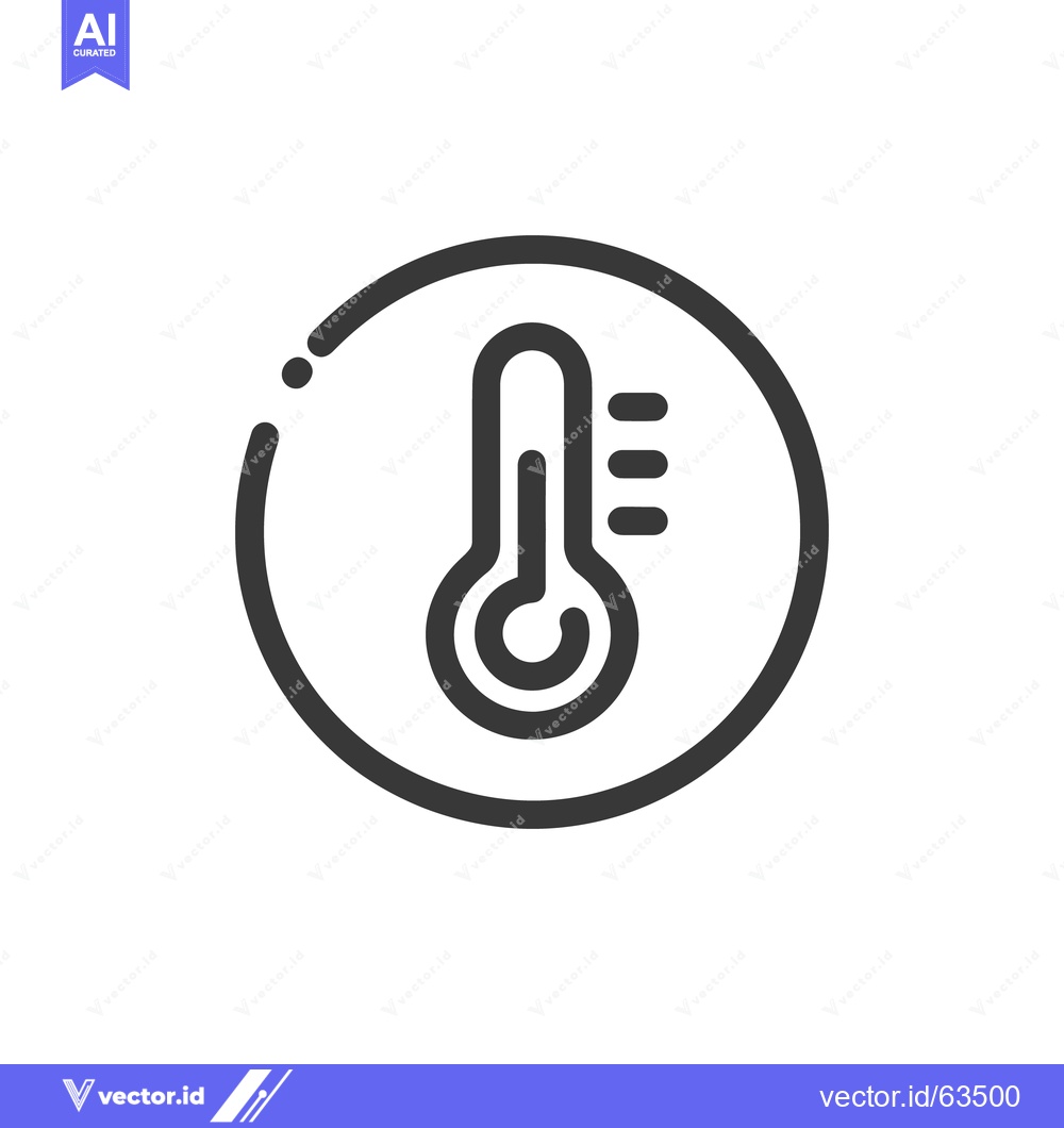 Premium Vector of Minimalist Thermometer Icon in Circle, Temperature Measurement Symbol