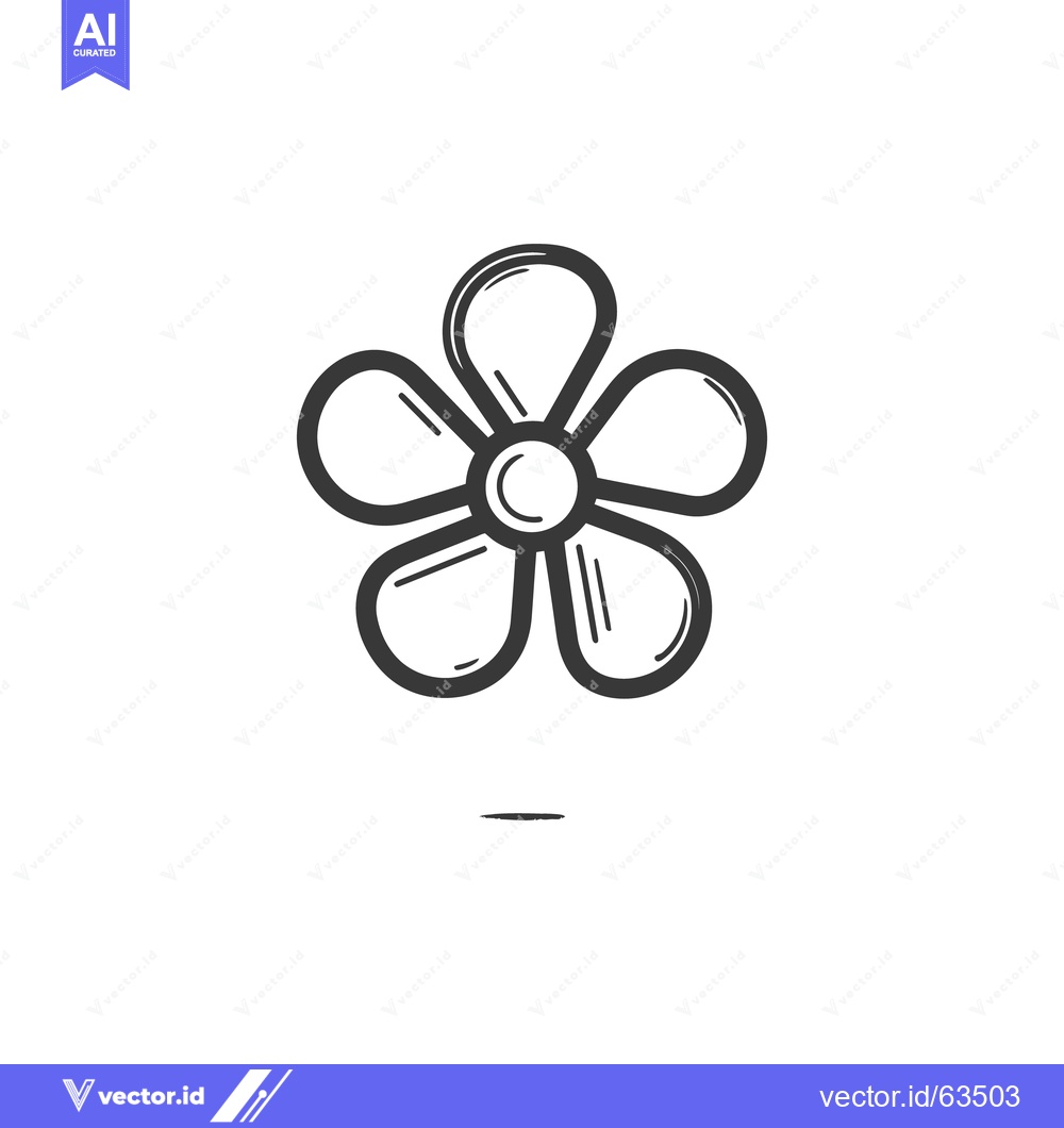 Premium Vector of Simple Black and White Flower Icon with Shadow