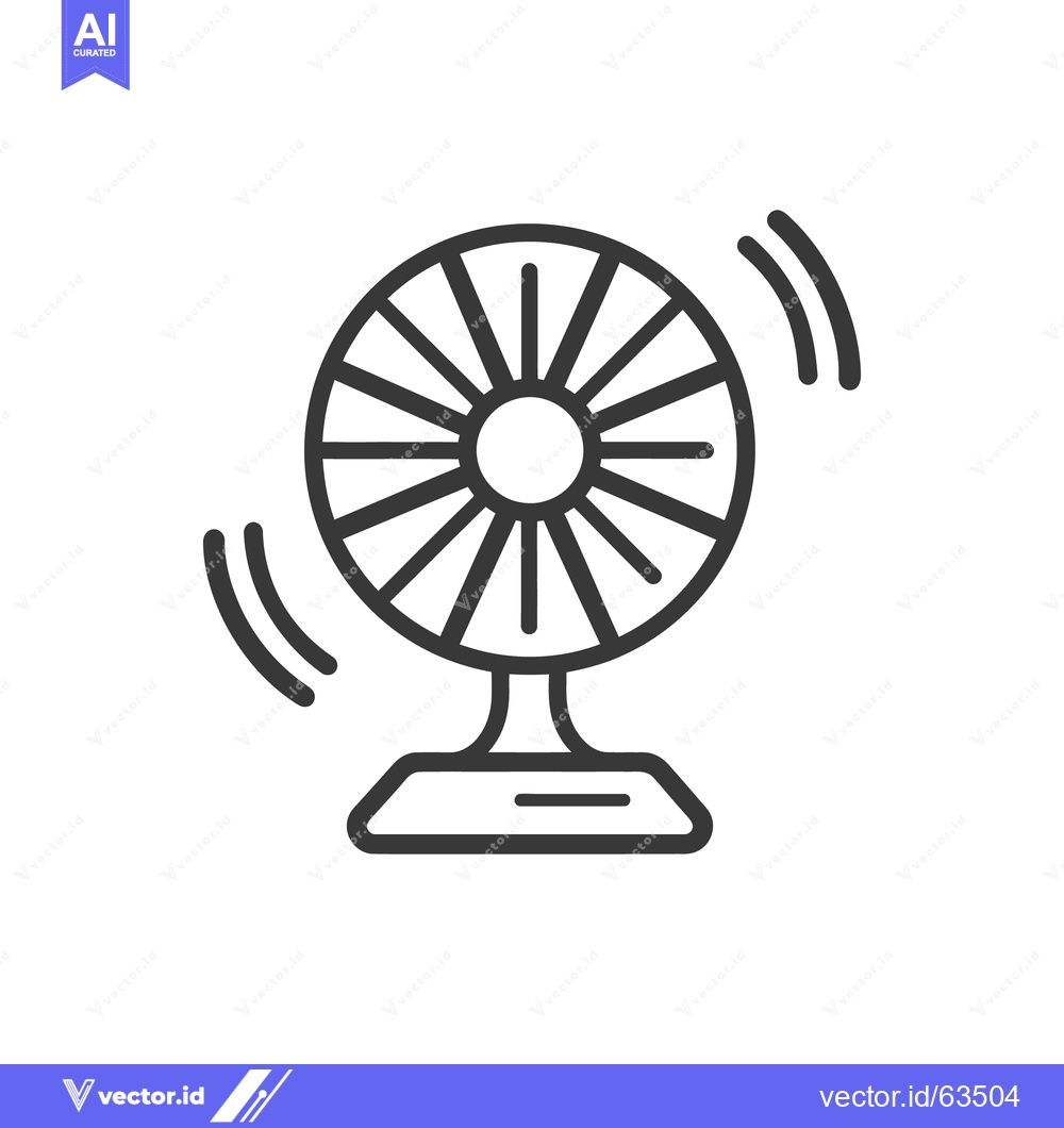 Premium Vector dari Rotating Desk Fan Icon with Motion Lines, Black and White Illustration