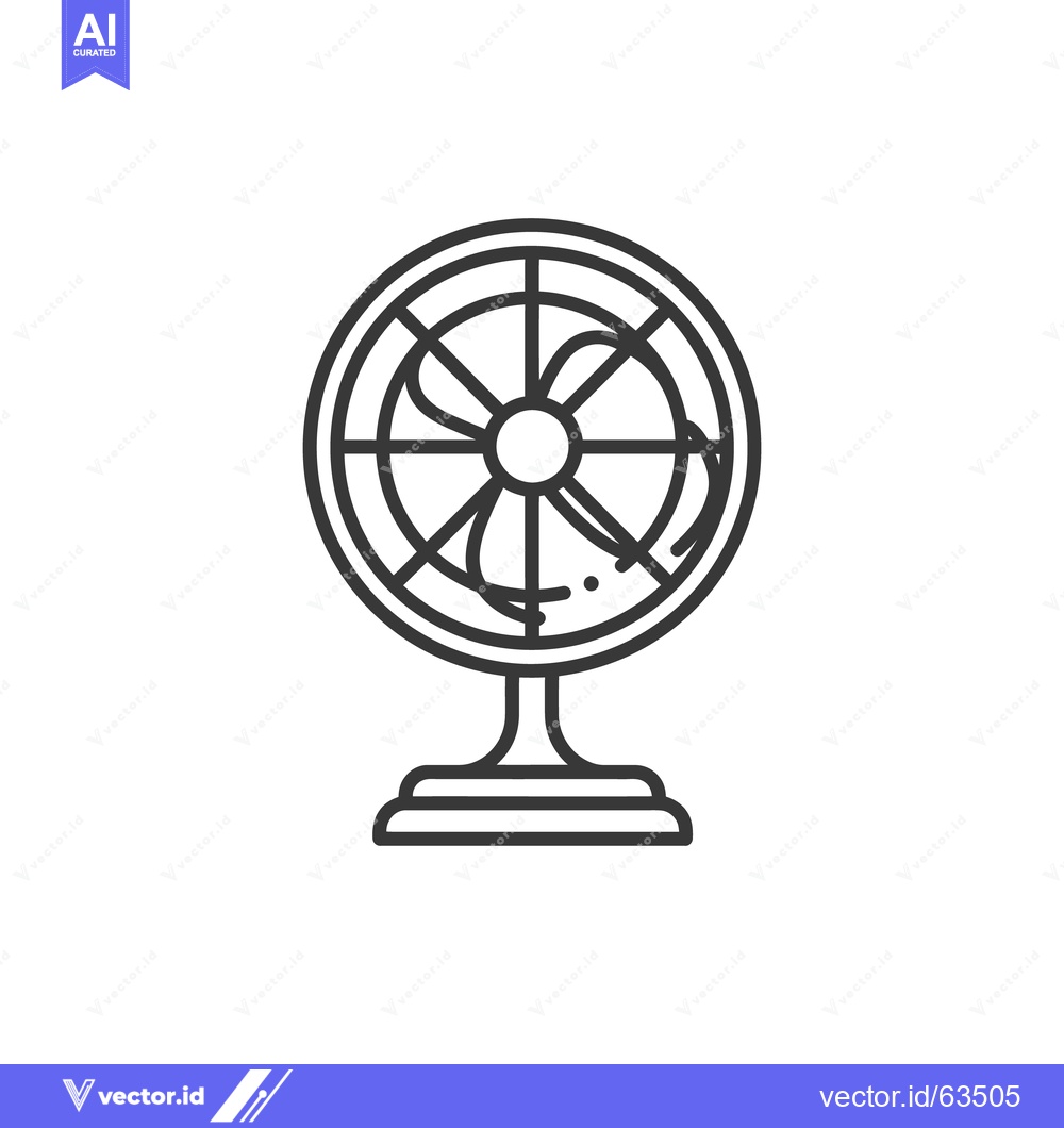 Premium Vector of Minimalist Line Art: Vintage Table Fan Icon on White Background