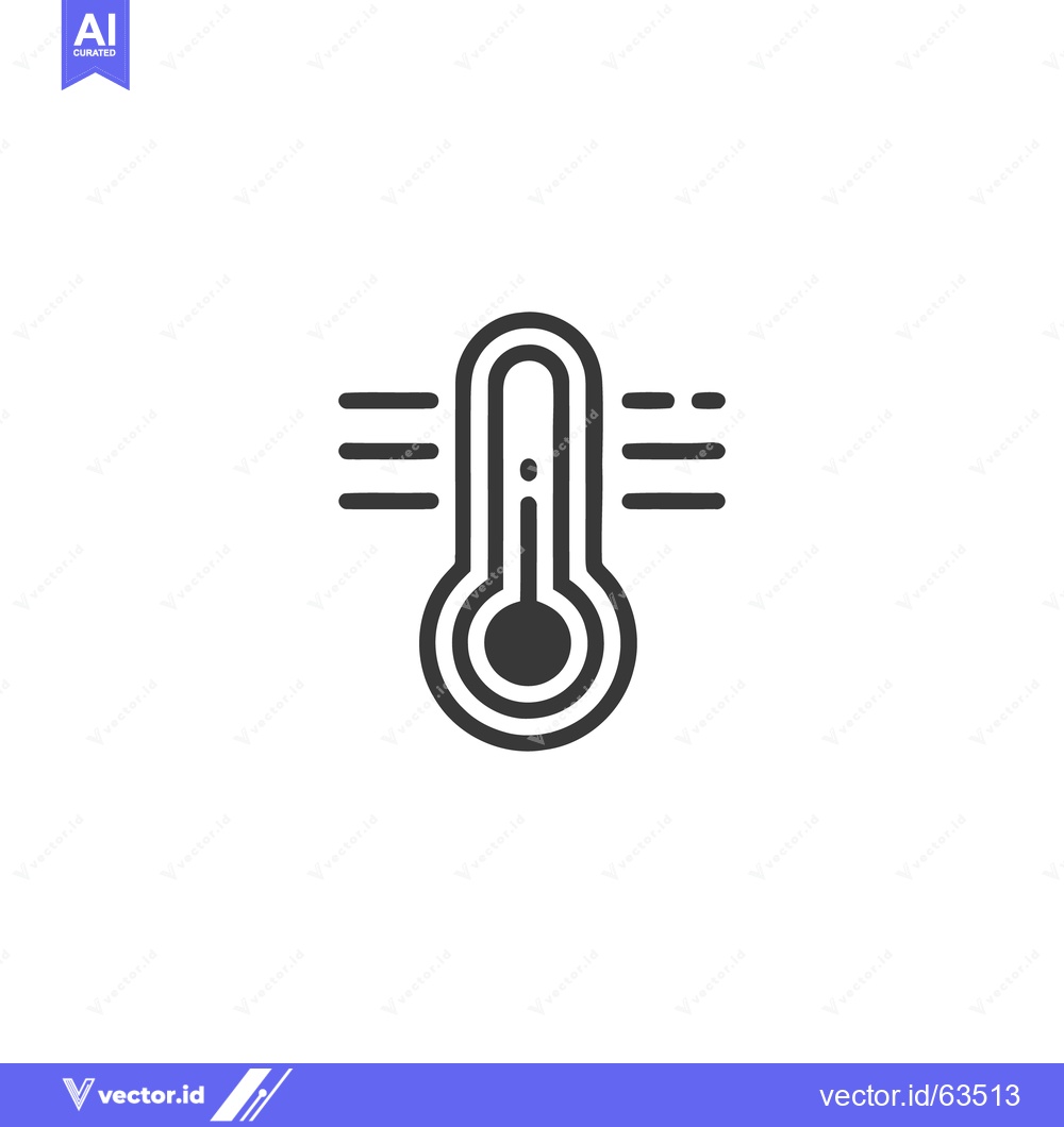 Premium Vector of Minimalist Thermometer Icon with Temperature Lines on White Background