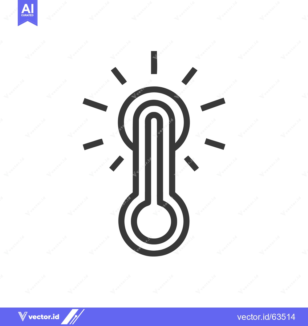 Premium Vector dari Minimalist Thermometer Icon with Radiating Lines on White Background