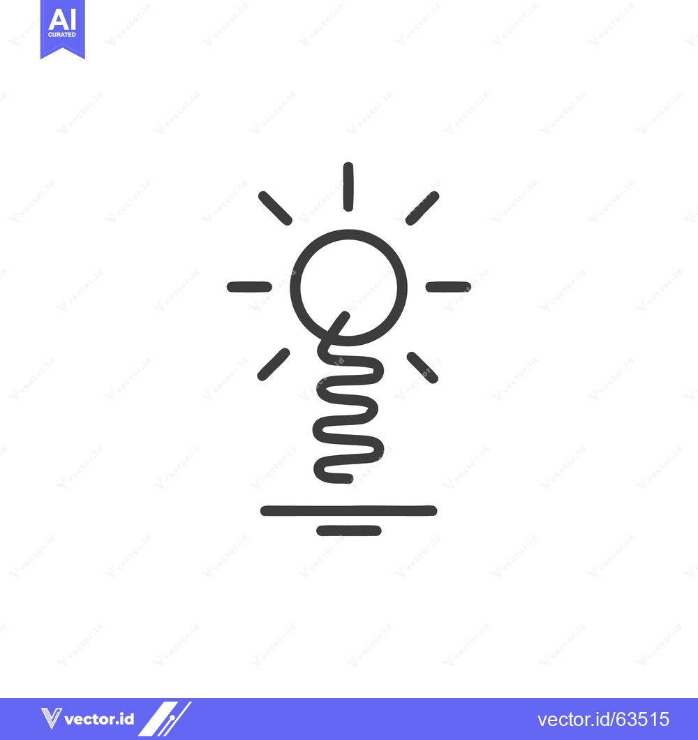Premium Vector of Minimalist Icon of Lightbulb with Spring and Ground Line