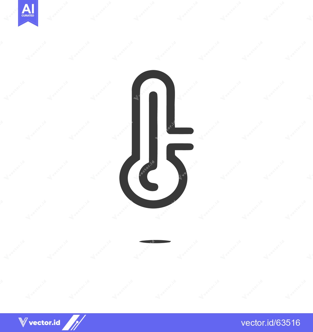 Premium Vector dari Minimalist Thermometer Icon with Shadow on White Background