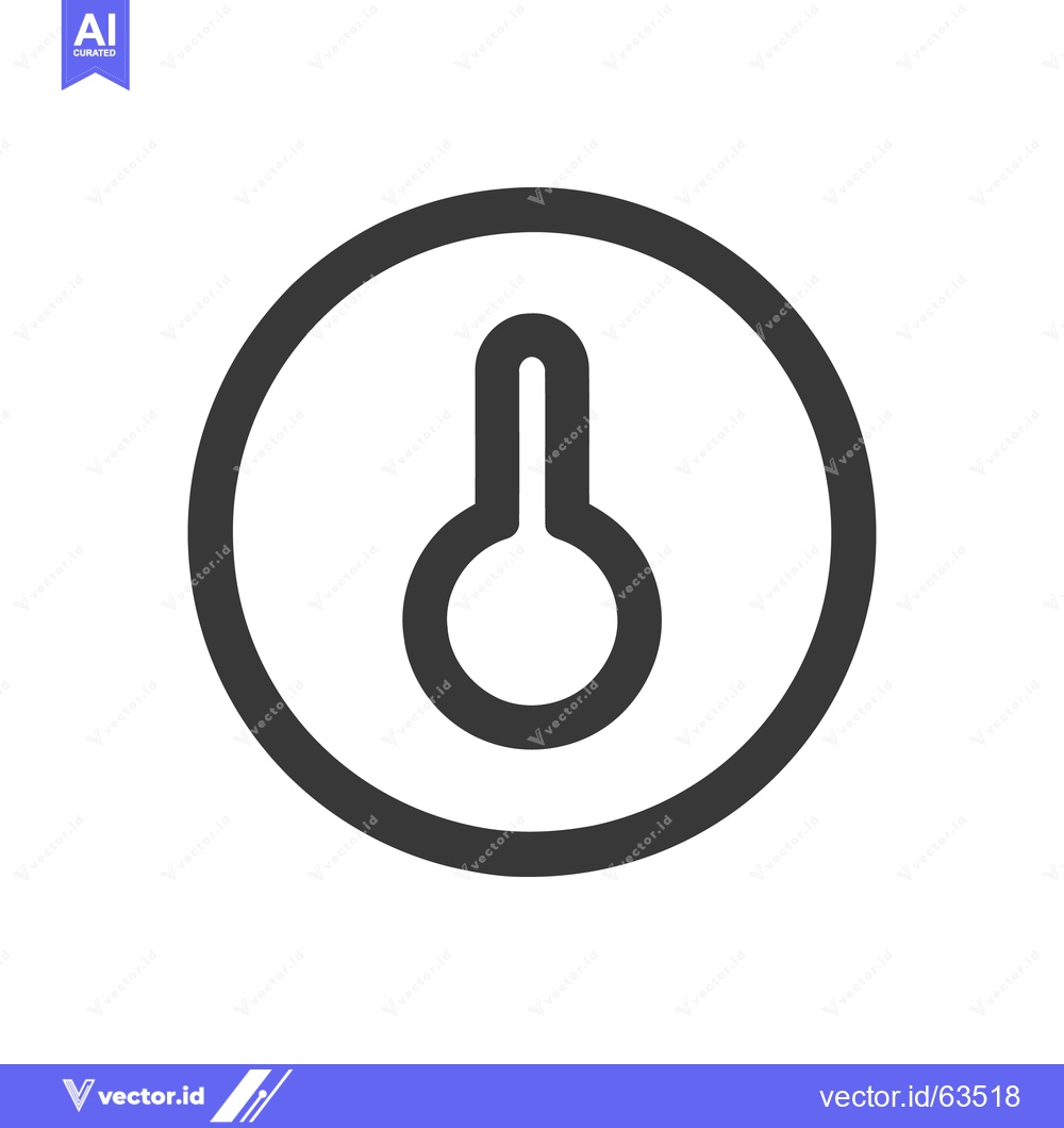 Premium Vector of Minimalist Thermometer Icon: Circular Outline with Bulb and Stem Desig