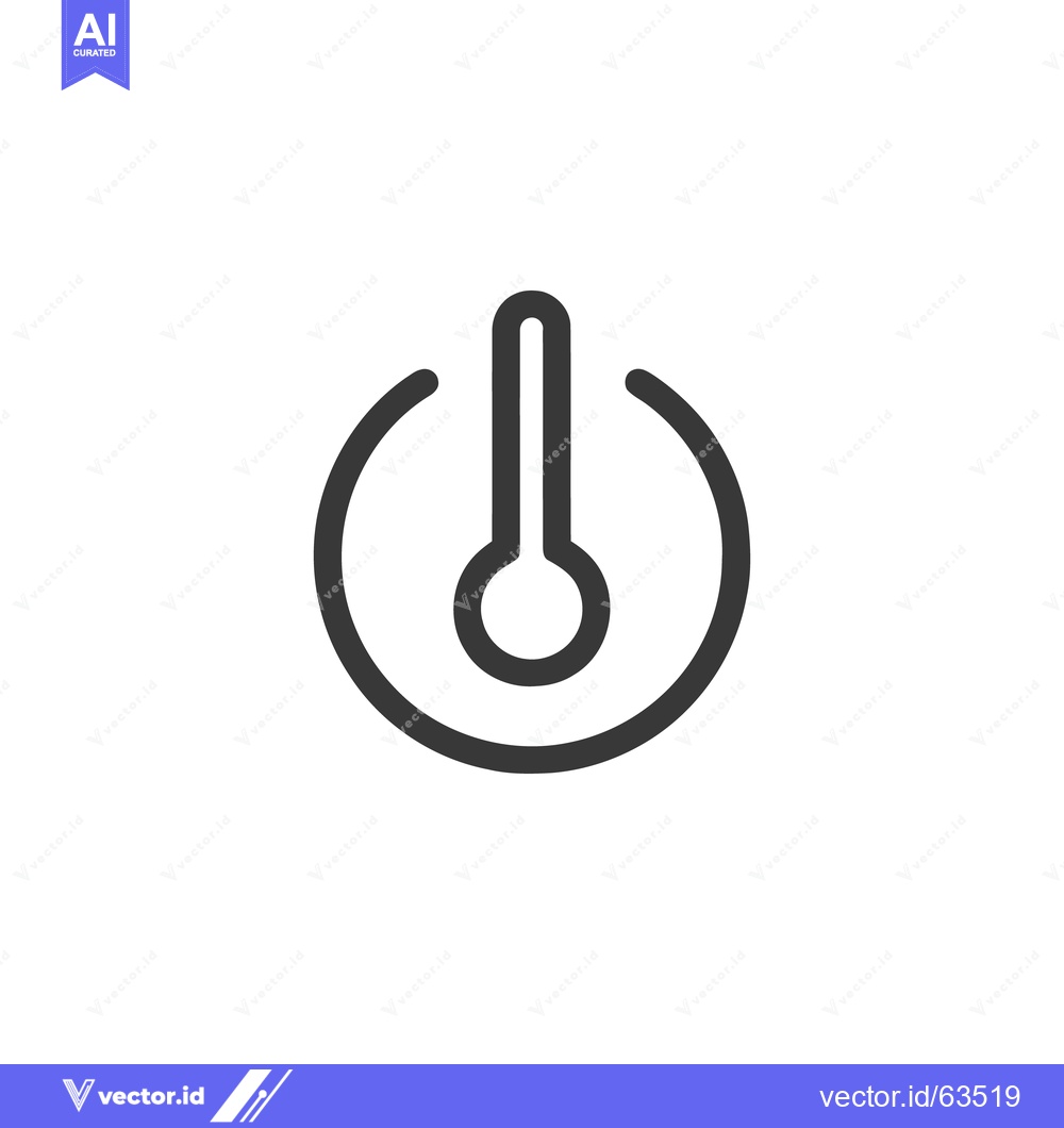 Premium Vector of Temperature Control: Minimalist Icon of Thermometer and Power Symbol F