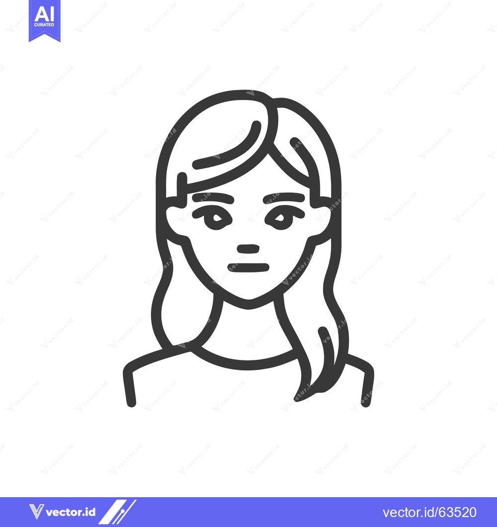 Premium Vector dari Minimalist Line Art Portrait of a Woman with Shoulder-Length Hair