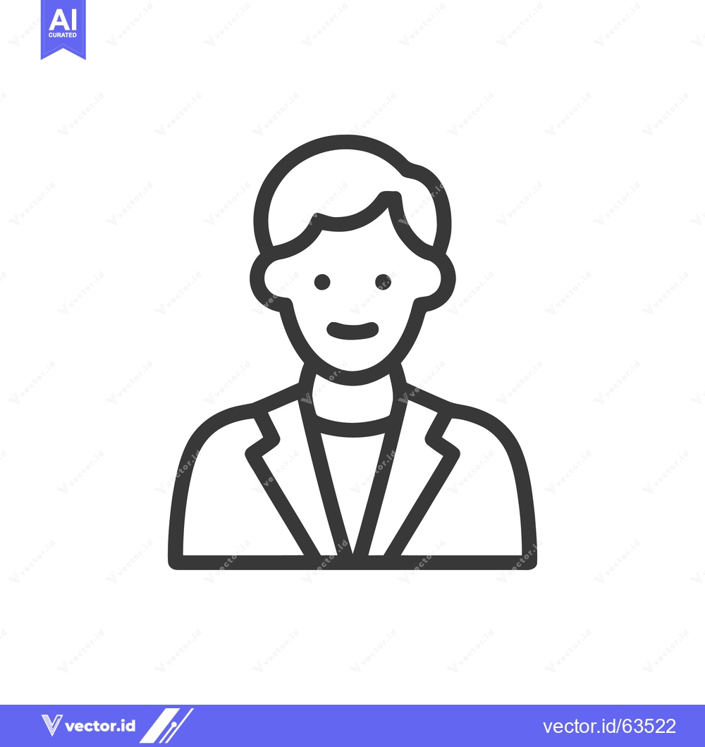 Premium Vector dari Minimalist Man Icon: Simple Line Art of a Smiling Person in a Suit
