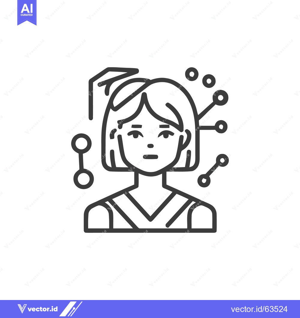Premium Vector of Graduation Girl with Network Connections, Linear Icon Style