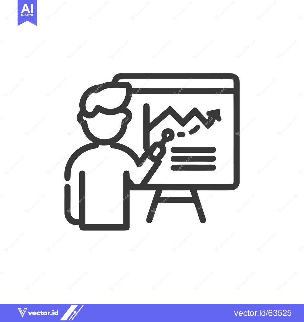 Premium Vector dari Business Presentation: Man Explaining Upward Trend on Chart