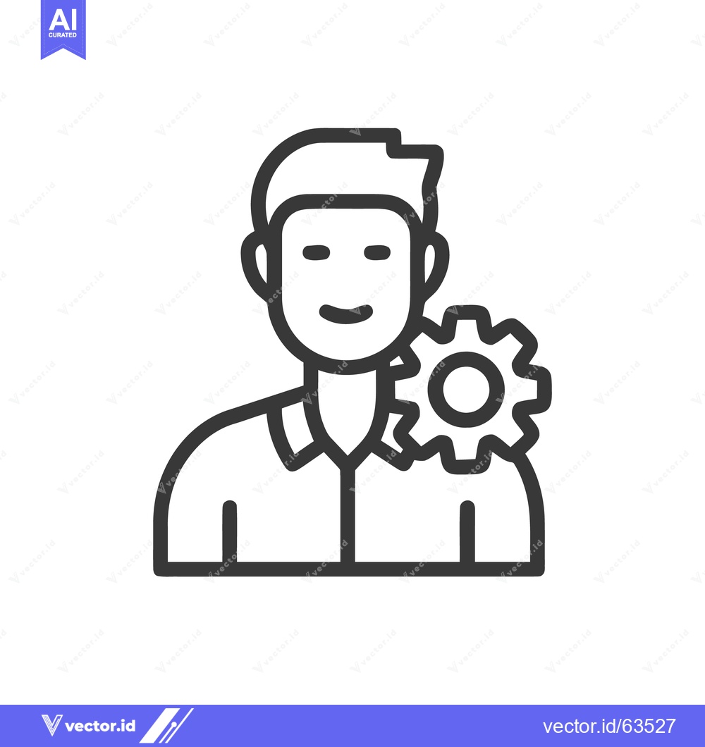 Premium Vector dari Engineer Icon: Person with Gear, Outline Style, Technical Expertise