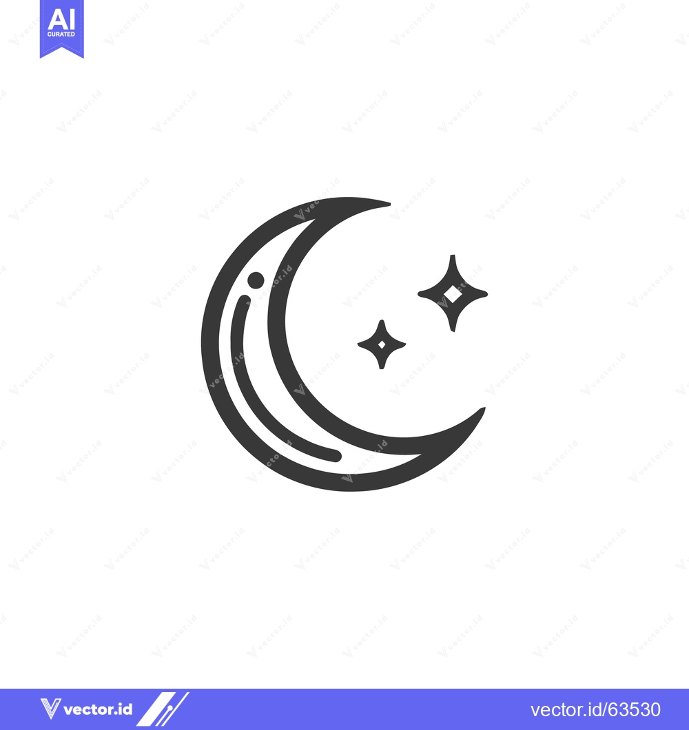 Premium Vector dari Crescent Moon and Stars Icon: Minimalist Celestial Design on White Bac