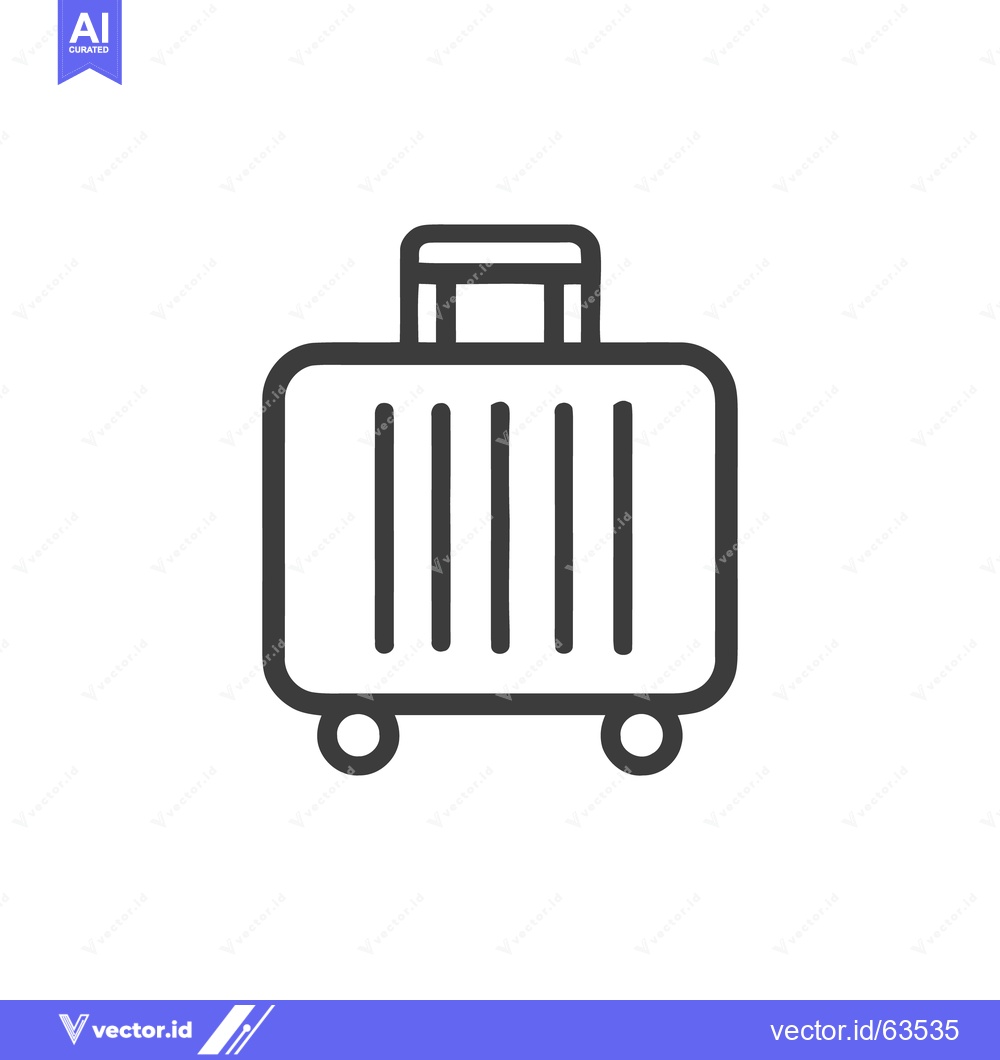 Premium Vector dari Minimalist Suitcase Icon: Travel Luggage Outline on White Background