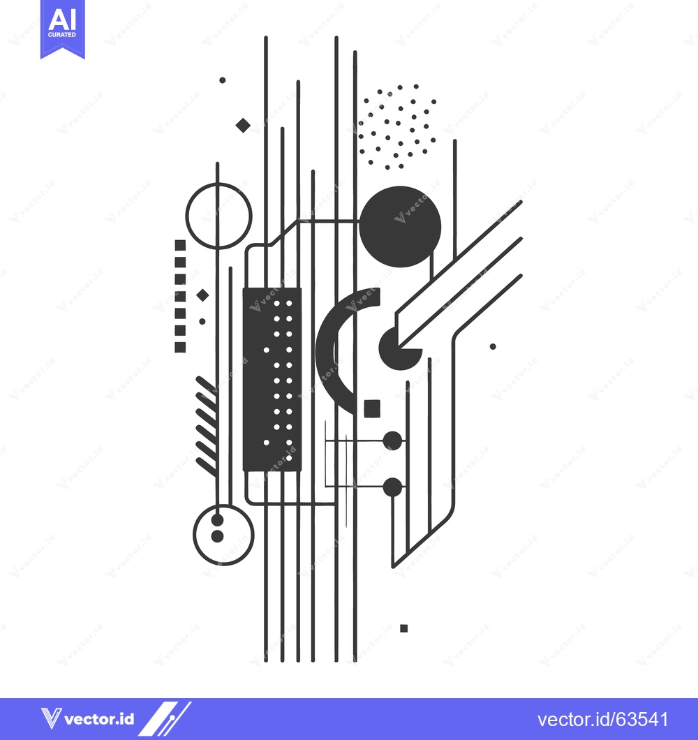 Premium Vector dari Abstract graphic composition featuring lines and geometric elements on