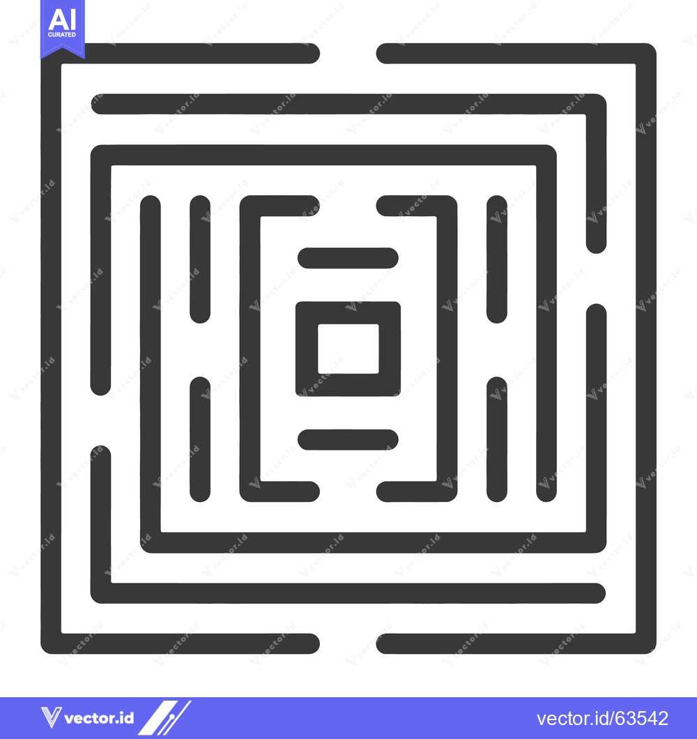 Premium Vector dari A simple maze with a square center and many pathways