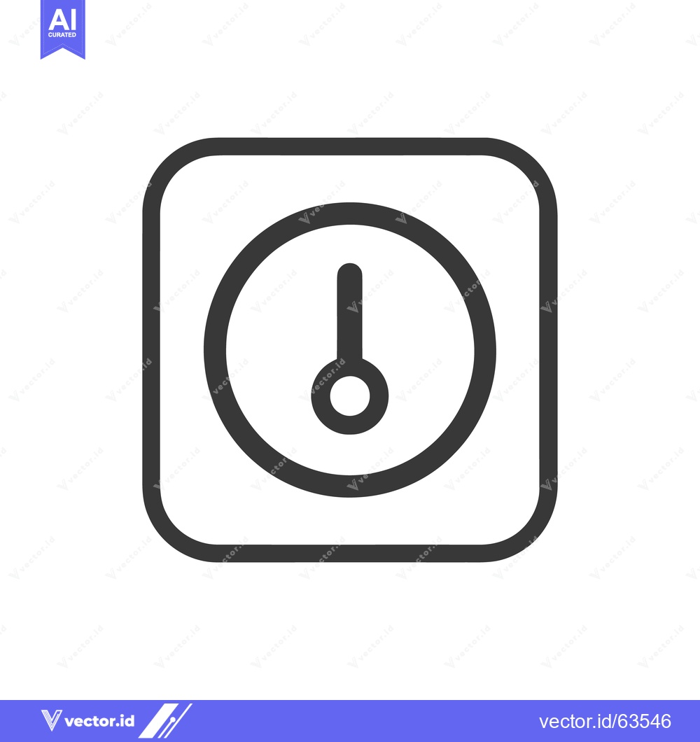 Premium Vector dari Minimalist Clock Icon: Rounded Square Frame, Bold Line Style