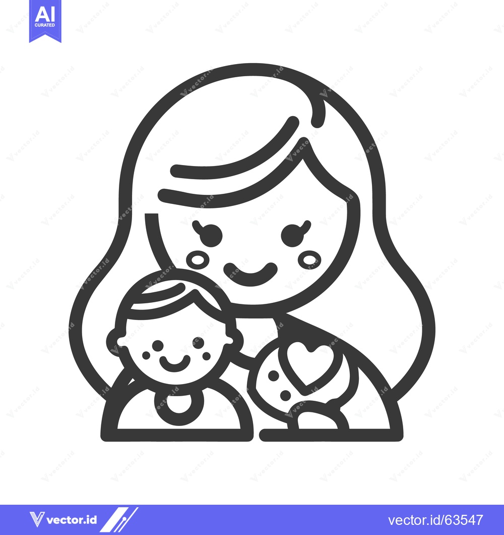 Premium Vector dari A loving mother and child embrace a pet companion joyfully
