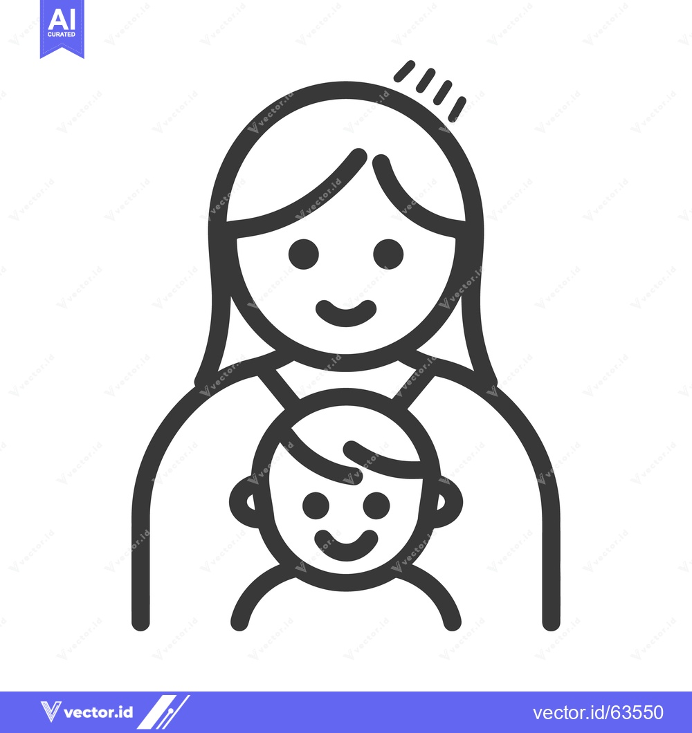 Premium Vector dari Mother Holding Baby Simple Black and White Icon Illustration