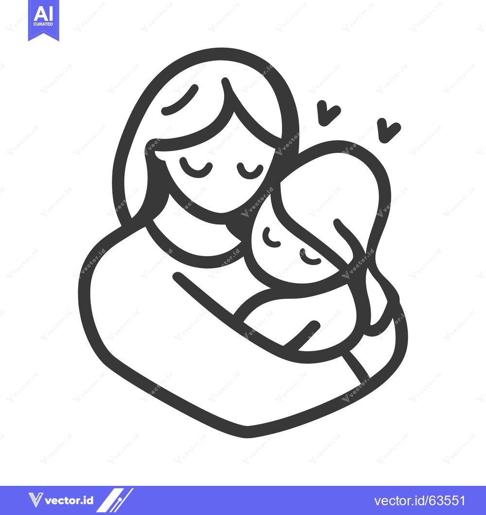 Premium Vector of A mother embraces and lovingly holds her child in a tender hug