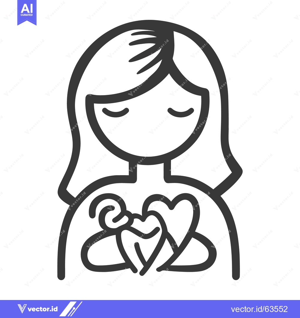 Premium Vector of A simple line drawing depicting love and motherly care