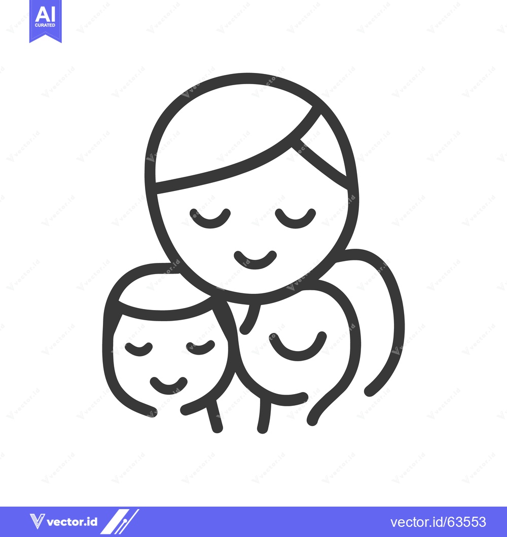 Premium Vector dari A mother embraces two children in this simple family illustration