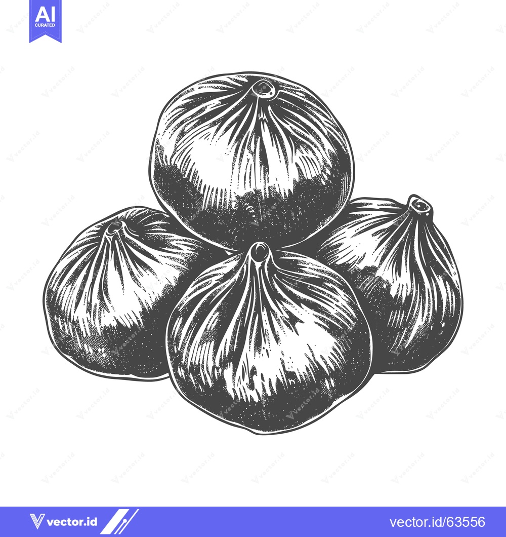 Premium Vector dari Several ripe figs are piled together on a clean white surface