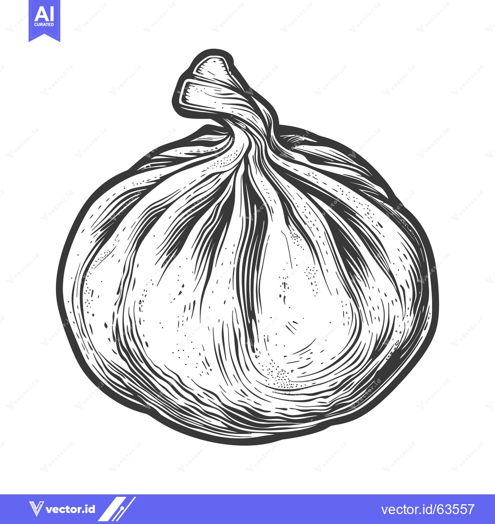 Premium Vector dari A detailed pen and ink illustration of a savory dumpling