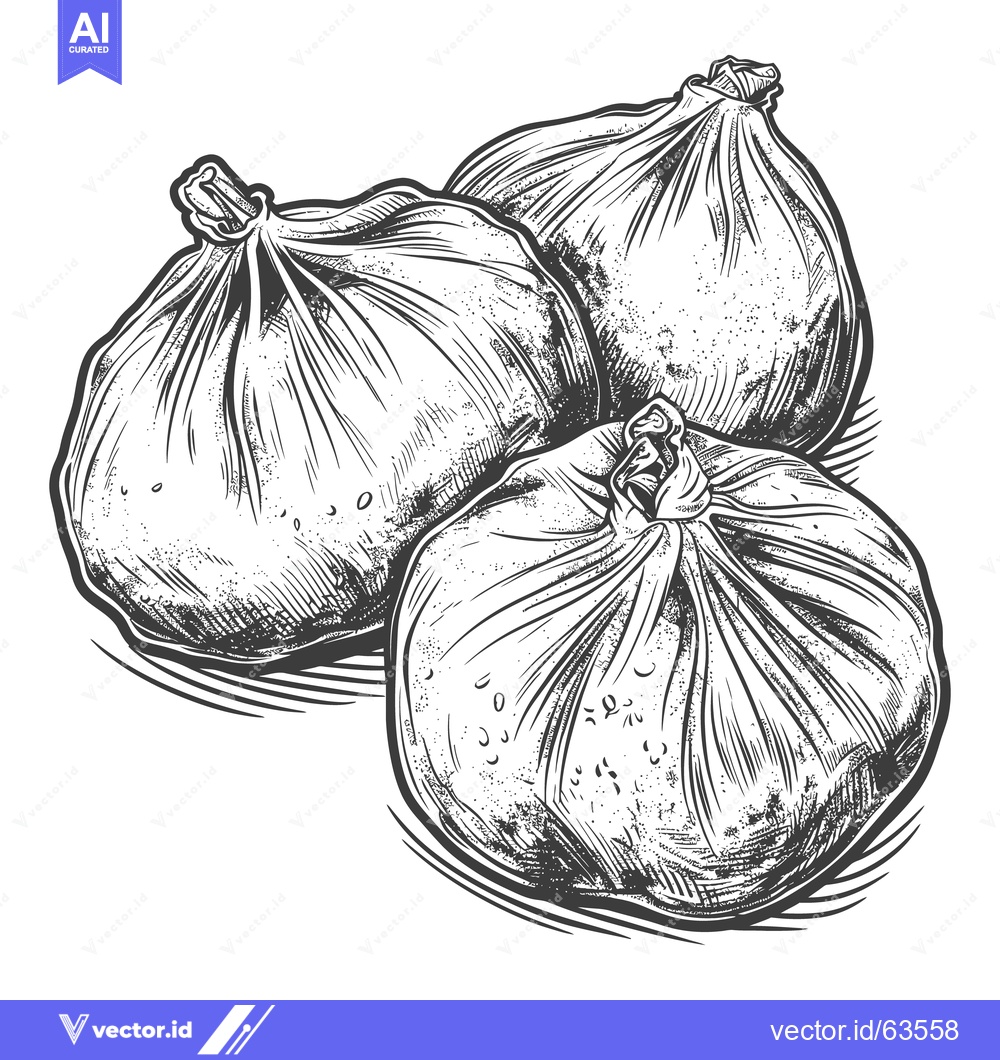Premium Vector of Three tied cloth bags arranged together for an artistic illustration