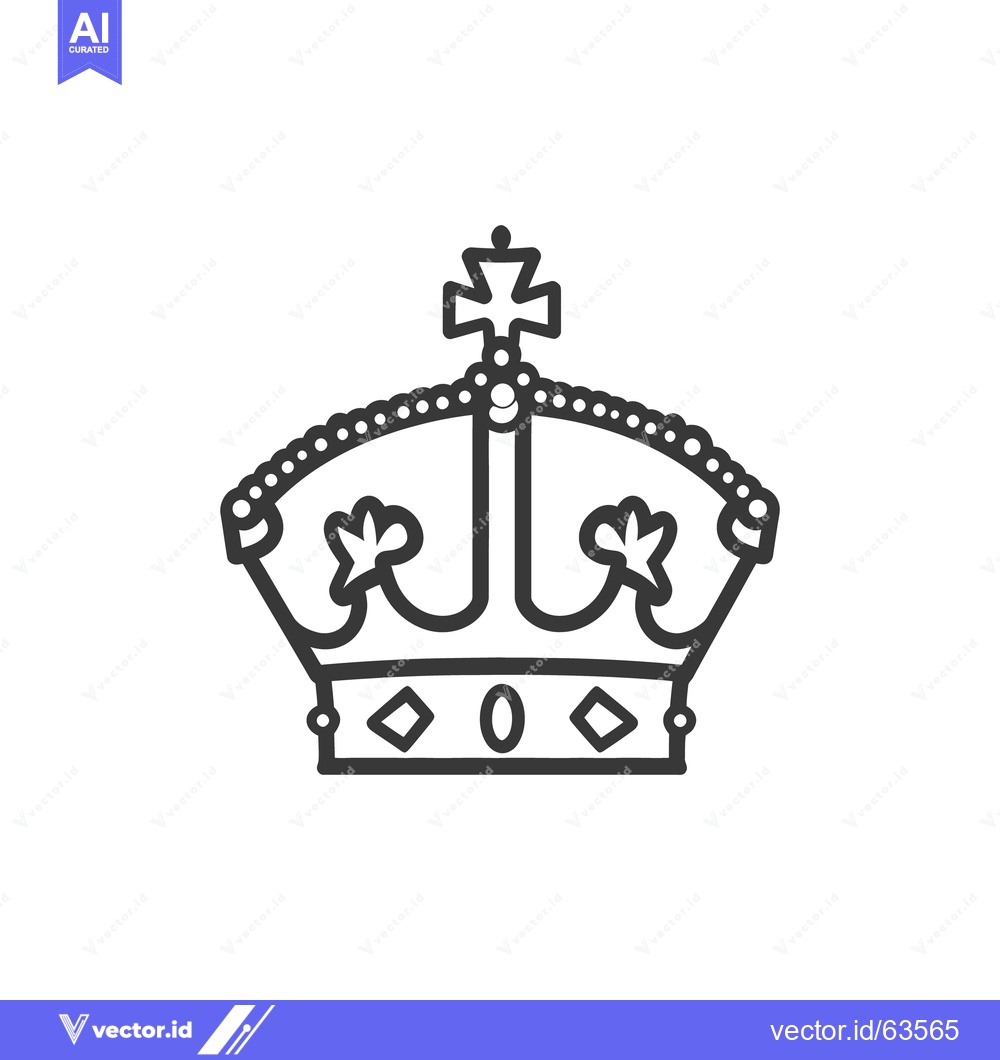 Premium Vector dari A detailed black and white outline drawing of a crown symbol