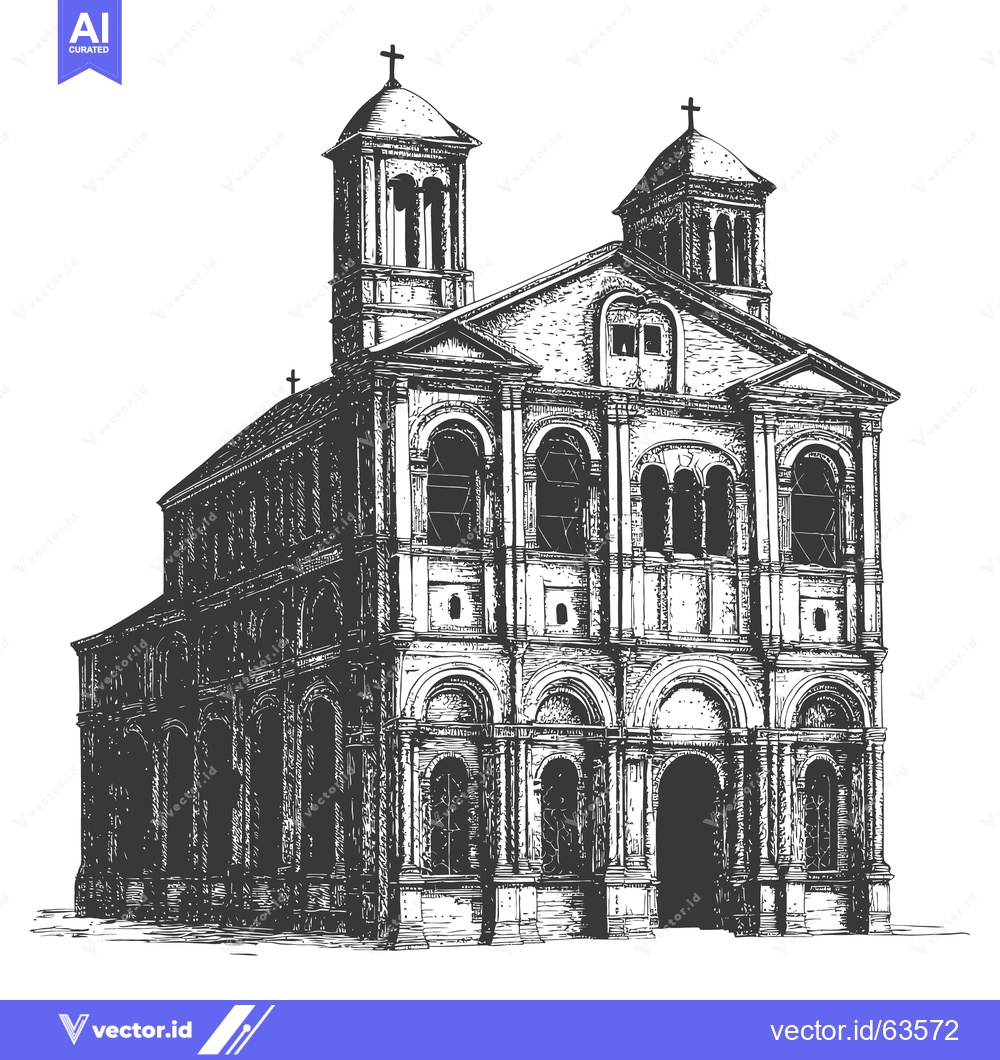 Premium Vector dari An architectural illustration showcasing a detailed church building de