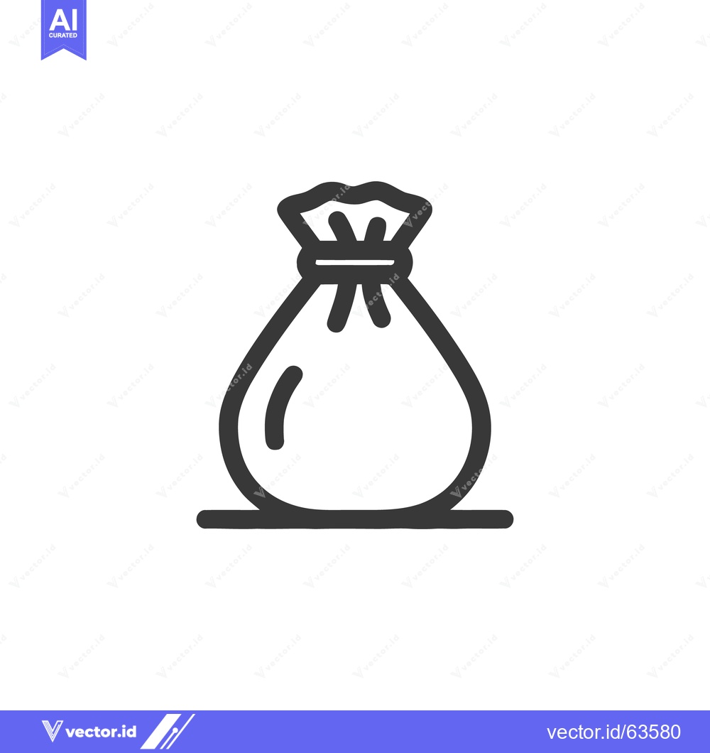 Premium Vector dari Simple Sack Icon: Tied Bag with Minimalist Line Art Design
