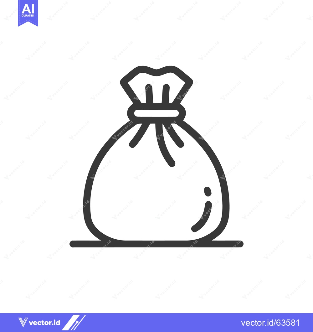 Premium Vector dari Minimalist Sack Icon: Simple Outline of a Tied Bag